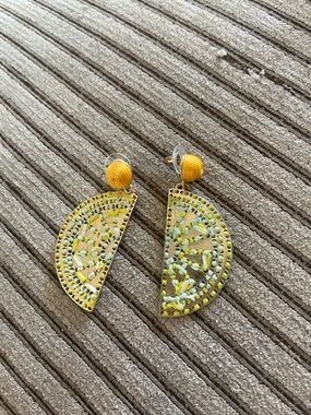 Yellow Half-Moon Threaded Drop Earrings - Women Jewelry Lemon 🍋